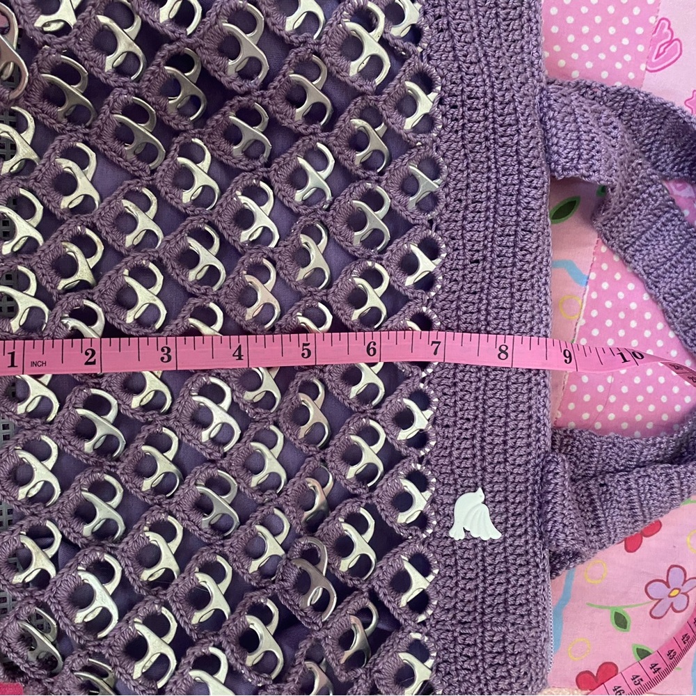 Handmade Purple Crochet Tote Bag - Picture 6 of 7